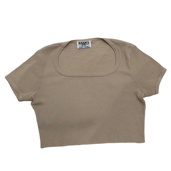 Beige Scoop Neck Crop Top - Picture 1 of 3